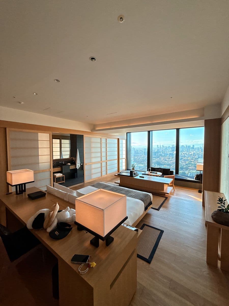 Modern Tokyo hotel room illustrating an agentic hotel search